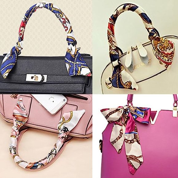 Passion Black Gold White Abstract Silk Twilly Scarf - Picture 2 of 4